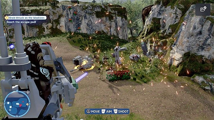 In the next area there's a group of enemies and a hostile AT-RT - LEGO Skywalker Saga: Droid Attack on the Wookiees - walkthrough - LEGO Skywalker Saga: Episode 3 - Revenge of the Sith - LEGO Skywalker Saga Guide
