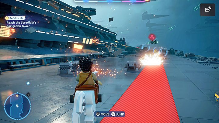 You will start the second part of the stage on the Orbaks backs, and the heroes will be heading towards the navigation tower - LEGO Skywalker Saga: Be With Me - walkthrough - LEGO Skywalker Saga: Episode 9 - The Rise of Skywalker - LEGO Skywalker Saga Guide