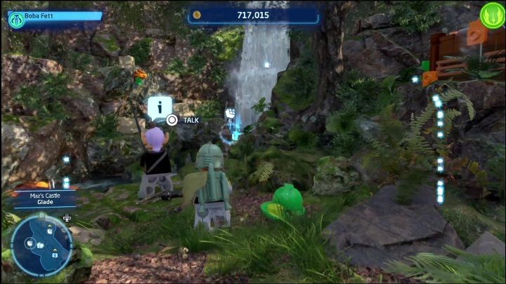 The collectible is lying in front of the waterfall - LEGO Skywalker Saga: Mazs Castle - list of all puzzles - LEGO Skywalker Saga: Takodona - LEGO Skywalker Saga Guide
