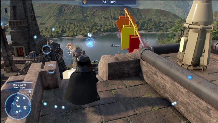 This brick is in the air, right next to the tower - LEGO Skywalker Saga: Mazs Castle - list of all puzzles - LEGO Skywalker Saga: Takodona - LEGO Skywalker Saga Guide