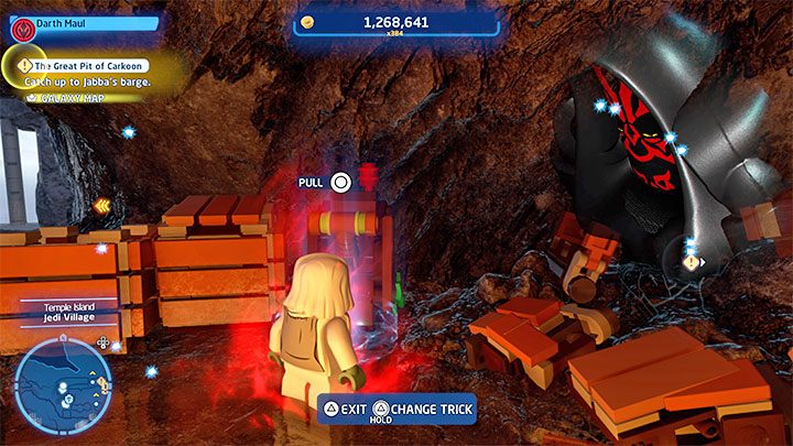 Switch to any character that can use the Force, approach the opening and use Mind Trick on one of the characters in the location with the collectible - LEGO Skywalker Saga: Temple Island - list of all puzzles - LEGO Skywalker Saga: Ahch-To - LEGO Skywalker Saga Guide