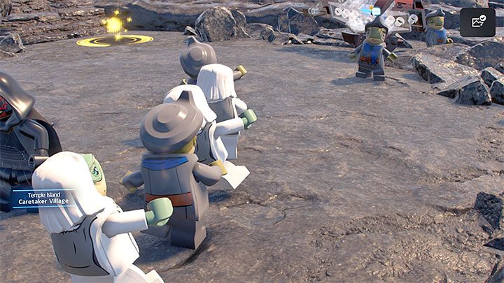 A rectangle will appear in the village - LEGO Skywalker Saga: Temple Island - list of all puzzles - LEGO Skywalker Saga: Ahch-To - LEGO Skywalker Saga Guide