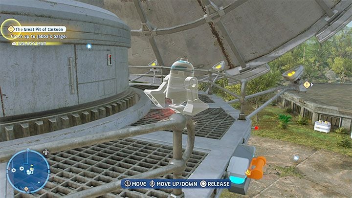 You must take interest in the large satellite dish and reach its top - LEGO Skywalker Saga: Resistance Base - list of all puzzles - LEGO Skywalker Saga: DQar - LEGO Skywalker Saga Guide