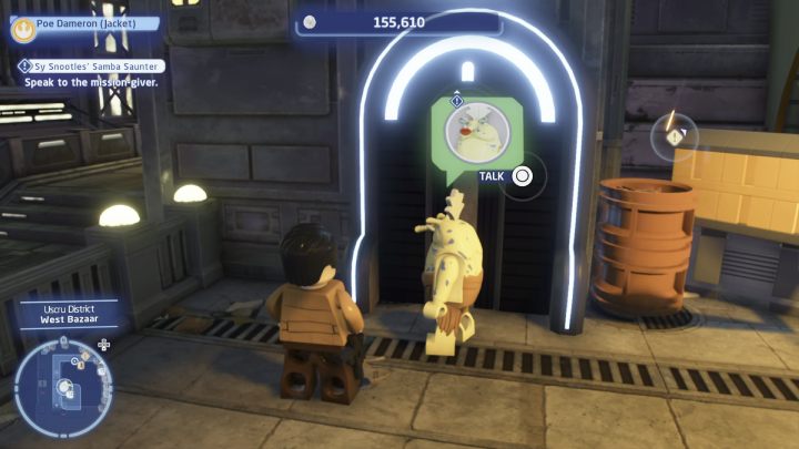 Talk to Sy Snootles near the bazaar and accept the quest - LEGO Skywalker Saga: Sy Snootles Samba Saunter - walkthrough - LEGO Skywalker Saga: Coruscant - Uscru district - LEGO Skywalker Saga Guide