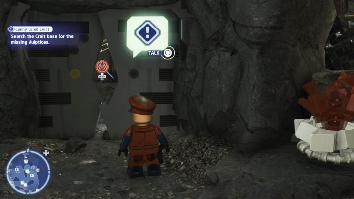 Go to the place indicated by the rebel - LEGO Skywalker Saga: Canny Canid Evict - walkthrough - LEGO Skywalker Saga: Crait facility - LEGO Skywalker Saga Guide