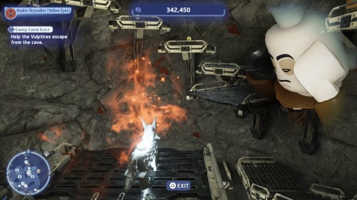 Playing as a Jedi, go to the door and take control of the animal - LEGO Skywalker Saga: Canny Canid Evict - walkthrough - LEGO Skywalker Saga: Crait facility - LEGO Skywalker Saga Guide