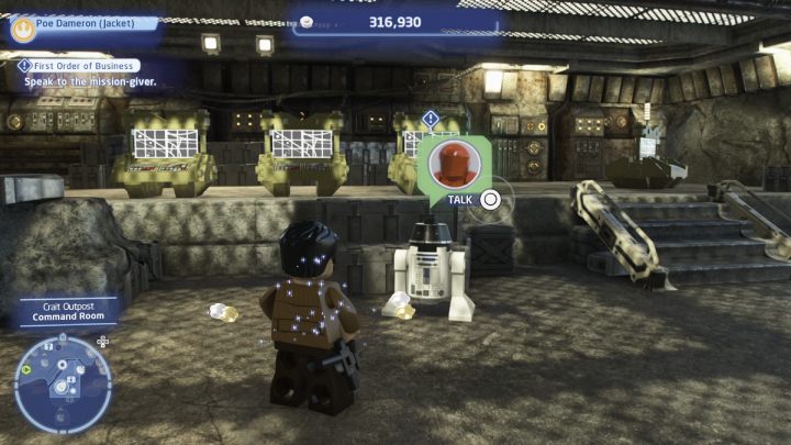 Accept the quest from the quest giver and go to the local space of Crait - LEGO Skywalker Saga: First Order of Business side quests - LEGO Skywalker Saga: Crait facility - LEGO Skywalker Saga Guide