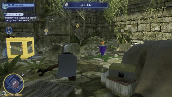 Finally, jump down from the temple and go to the nearby forest for the 3rd plant - LEGO Skywalker Saga: Run Run Runyip - walkthrough description - LEGO Skywalker Saga: Yavin 4 - The Great Temple - LEGO Skywalker Saga Guide