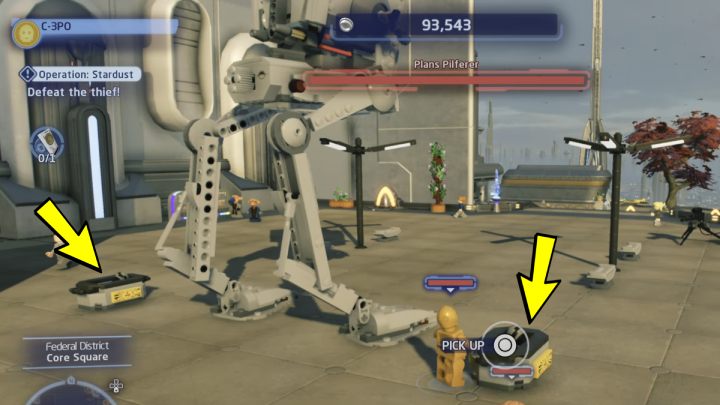 Follow the thief and defeat him once he gets into the AT-ST - LEGO Skywalker Saga: Operation Stardust - walkthrough - LEGO Skywalker Saga: Yavin 4 - The Great Temple - LEGO Skywalker Saga Guide