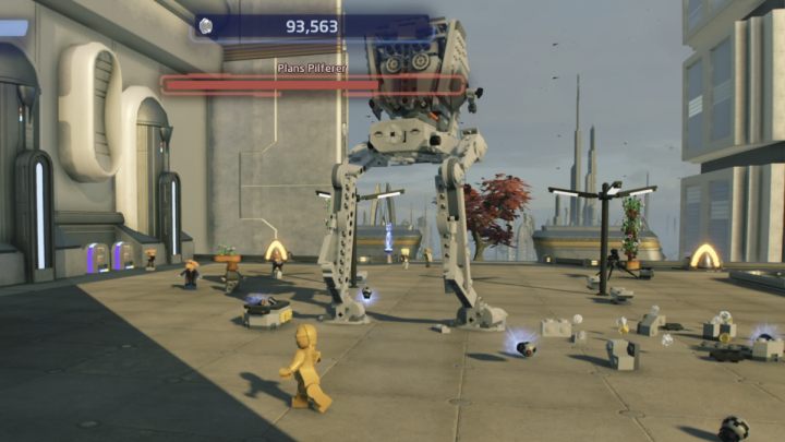 You can throw bombs near your opponent or attach them to their legs - LEGO Skywalker Saga: Operation Stardust - walkthrough - LEGO Skywalker Saga: Yavin 4 - The Great Temple - LEGO Skywalker Saga Guide