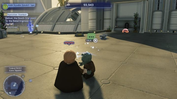 After you defeat the thief, approach him and pick up the Death Star plans - LEGO Skywalker Saga: Operation Stardust - walkthrough - LEGO Skywalker Saga: Yavin 4 - The Great Temple - LEGO Skywalker Saga Guide