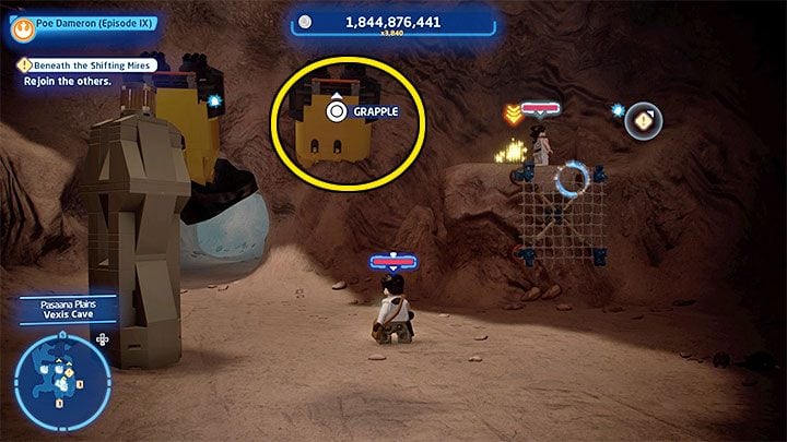 After completing the second story mission of episode 9, you will find yourself in the Vexis Cave and soon you will receive an objective to reach the other heroes - LEGO Skywalker Saga: C-3P-Oh No! - walkthrough - LEGO Skywalker Saga: Episode 9 - The Rise of Skywalker - LEGO Skywalker Saga Guide