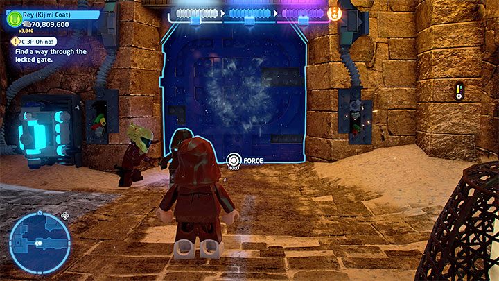 You will reach a locked gate - Rey can open it - LEGO Skywalker Saga: C-3P-Oh No! - walkthrough - LEGO Skywalker Saga: Episode 9 - The Rise of Skywalker - LEGO Skywalker Saga Guide
