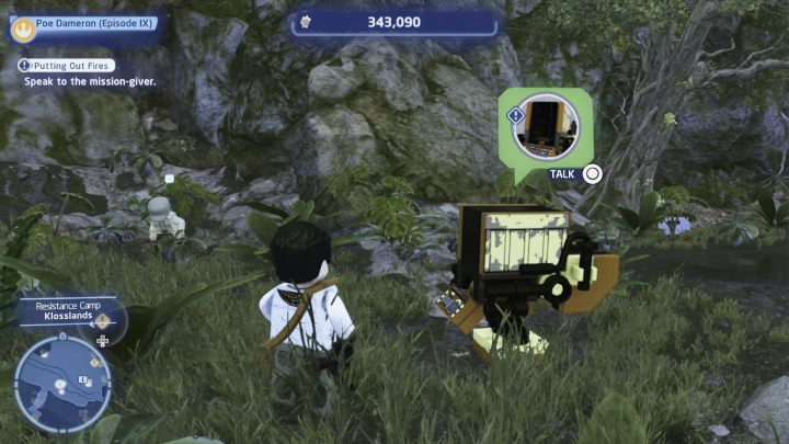 Talk to the quest giver and accept the mission - LEGO Skywalker Saga: Putting Out Fires - walkthrough - LEGO Skywalker Saga: Ajan Kloss - resistance camp - LEGO Skywalker Saga Guide