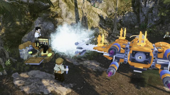 Finally, shoot down the plants on the fire extinguishing mechanism and jump inside - LEGO Skywalker Saga: Putting Out Fires - walkthrough - LEGO Skywalker Saga: Ajan Kloss - resistance camp - LEGO Skywalker Saga Guide