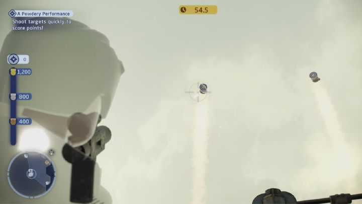 To complete the trial, you have to score as many points as possible by shooting down fireworks - LEGO Skywalker Saga: Pasaana - trials, walkthrough - LEGO Skywalker Saga: Trials - LEGO Skywalker Saga Guide