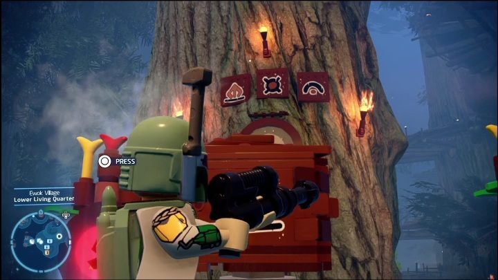 In the screen above, we have shown the symbols that you need to arrange to open the passage closest to the puzzle - LEGO Skywalker Saga: Ewok Village - list of all puzzles - LEGO Skywalker Saga: Endor - LEGO Skywalker Saga Guide