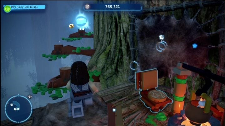 To get to this collectible, you must first leave the footbridge - LEGO Skywalker Saga: Ewok Village - list of all puzzles - LEGO Skywalker Saga: Endor - LEGO Skywalker Saga Guide