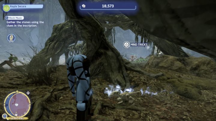 You will find a small animal next to the stone circle, use the Force, take control of it and bring it into the circle - LEGO Skywalker Saga: Rock Music - walkthrough - LEGO Skywalker Saga: Utapau - City of Pau - LEGO Skywalker Saga Guide