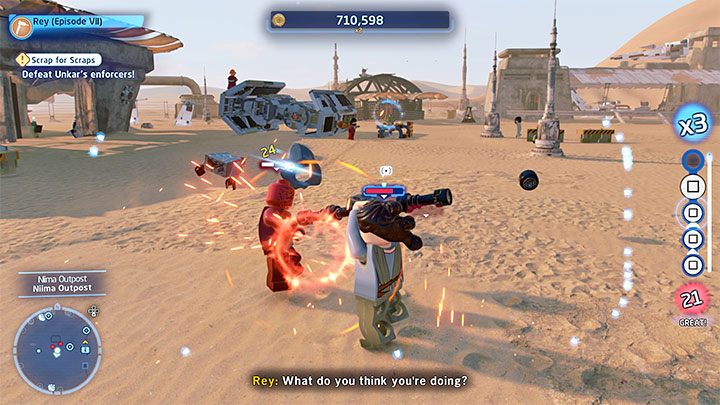 There are two main kinds of melee combat in the game - with your fists or melee weapons - LEGO Skywalker Saga: Combat - weapons and tips - LEGO Skywalker Saga: Basics - LEGO Skywalker Saga Guide