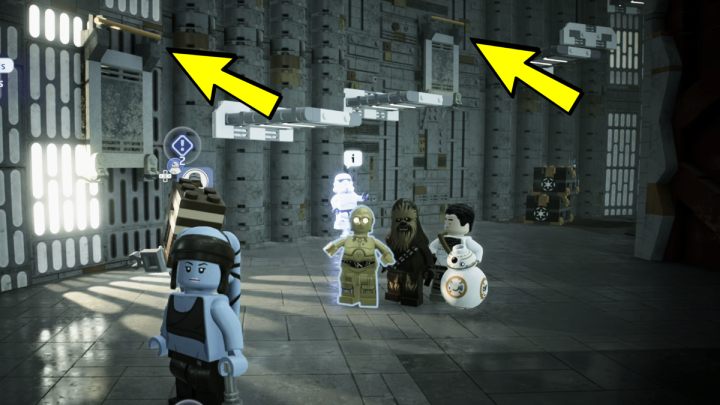 Lower the next platforms so that the quest giver can go further - LEGO Skywalker Saga: Gonkwards and Upwards - walkthrough - LEGO Skywalker Saga: Kef Bir - Disaster site - LEGO Skywalker Saga Guide