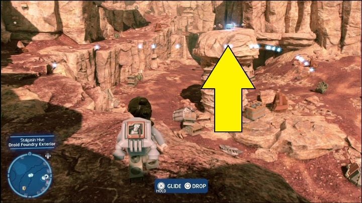 You can reach this collectible with a glider-equipped Scavenger or a jetpack-equipped character, such as Boba Fett - LEGO Skywalker Saga: Stalgasin Hive - list of all puzzles - LEGO Skywalker Saga: Geonosis - LEGO Skywalker Saga Guide