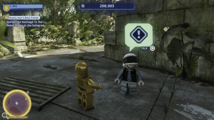 Leave the temple grounds and talk to the rebel standing by the wall in the south-western part of the region - LEGO Skywalker Saga: Woola-mans Best Friend - walkthrough - LEGO Skywalker Saga: Yavin 4 - The Great Temple - LEGO Skywalker Saga Guide