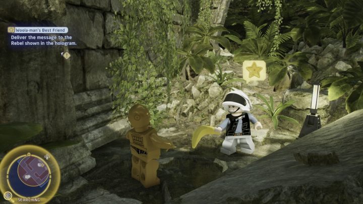 The person you're looking for is in the forest, in the south-western part of the region - LEGO Skywalker Saga: Woola-mans Best Friend - walkthrough - LEGO Skywalker Saga: Yavin 4 - The Great Temple - LEGO Skywalker Saga Guide