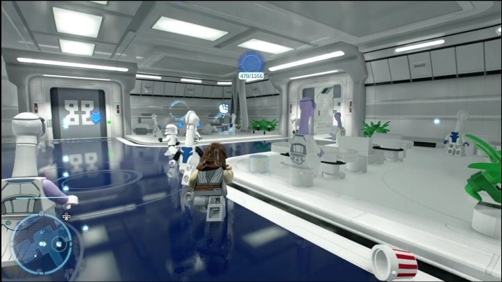 This brick is hidden inside a crate in the hall - LEGO Skywalker Saga: Tipoca City - list of all puzzles - LEGO Skywalker Saga: Kamino - LEGO Skywalker Saga Guide