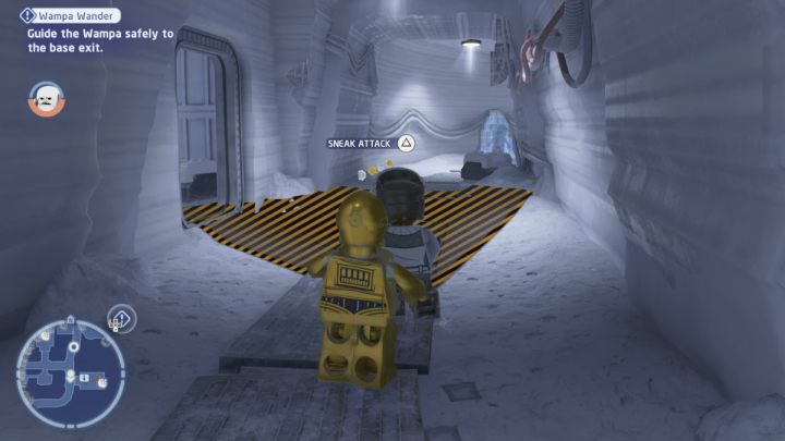 Follow the Wampa through the base corridors - LEGO Skywalker Saga: Wampa Wander - walkthrough - LEGO Skywalker Saga: Hoth - Echo base - LEGO Skywalker Saga Guide