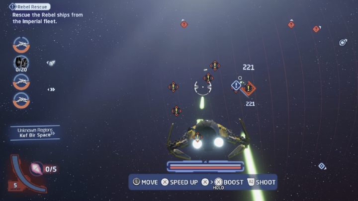 Talk to the quest giver in the space around planet Kef Bir and accept the task - LEGO Skywalker Saga: Rebel Rescue - walkthrough - LEGO Skywalker Saga: Kef Bir - local space - LEGO Skywalker Saga Guide