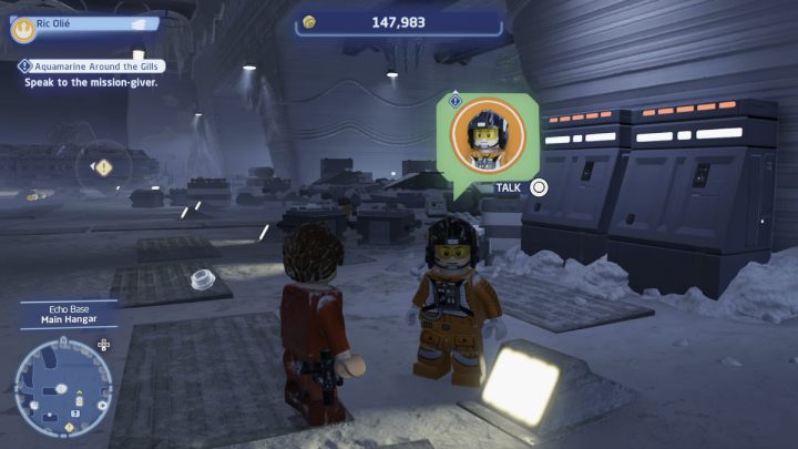 Accept the quest from the questgiver in Echo Base and head to Tatooine, to Mos Eisley, where you must search for three squad members - LEGO Skywalker Saga: Aquamarine Around the Gills - walkthrough - LEGO Skywalker Saga: Hoth - Echo base - LEGO Skywalker Saga Guide
