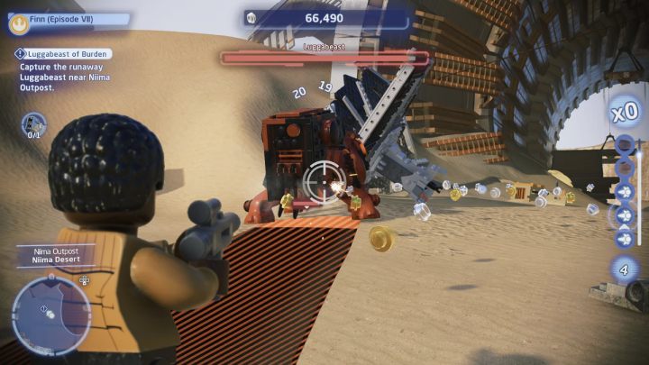 When you reach the search area, you will be attacked by the machine you are looking for - LEGO Skywalker Saga: Luggabeast of Burden - walkthrough - LEGO Skywalker Saga: Jakku - Tuanul Village - LEGO Skywalker Saga Guide