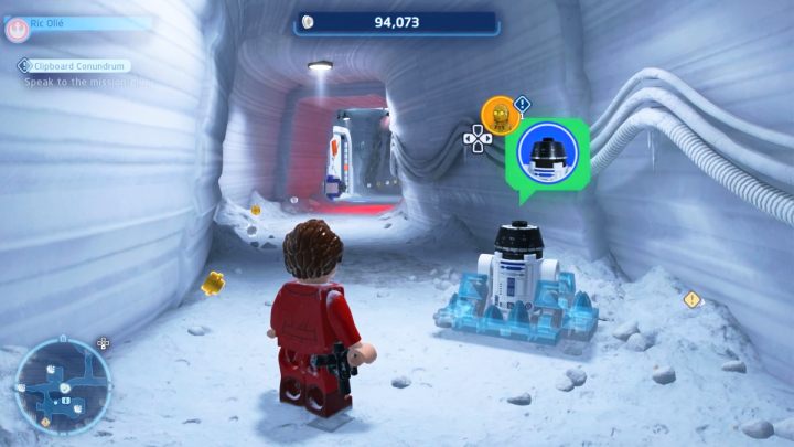 Talk to the questgiver while playing as a protocol droid - LEGO Skywalker Saga: Clipboard Conundrum - walkthrough - LEGO Skywalker Saga: Hoth - Echo base - LEGO Skywalker Saga Guide