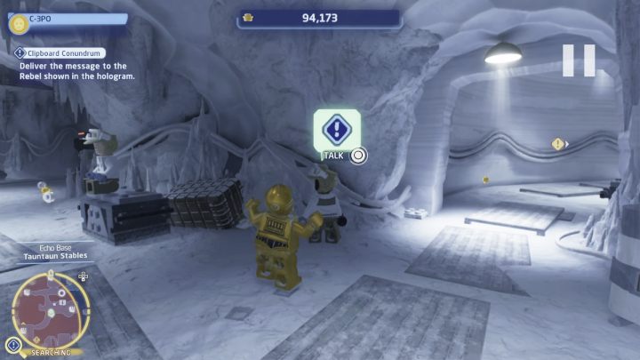 Follow the marker to the search area and talk to the rebel standing by the ice wall - LEGO Skywalker Saga: Clipboard Conundrum - walkthrough - LEGO Skywalker Saga: Hoth - Echo base - LEGO Skywalker Saga Guide
