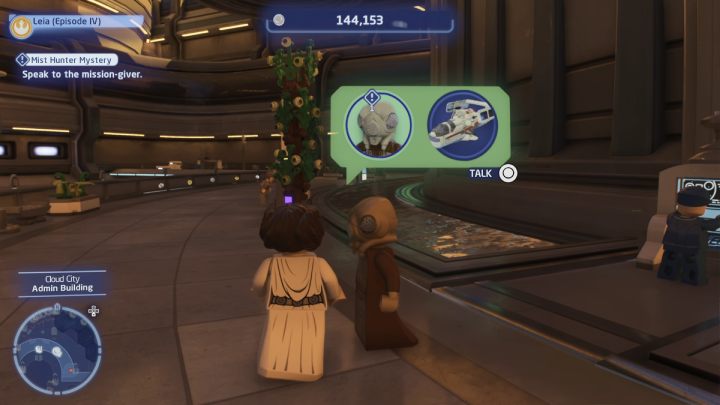 Accept the quest from the questgiver in Cloud City - LEGO Skywalker Saga: Mist Hunter Mystery - walkthrough - LEGO Skywalker Saga: Bespin - City in the Clouds - LEGO Skywalker Saga Guide