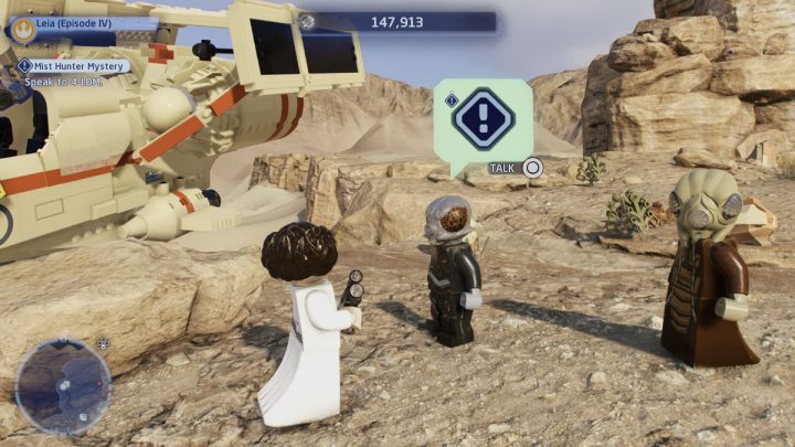 Once Zuckuss reaches his destination talk to his former associate and pay 35,000 studs to get the ship back - LEGO Skywalker Saga: Mist Hunter Mystery - walkthrough - LEGO Skywalker Saga: Bespin - City in the Clouds - LEGO Skywalker Saga Guide