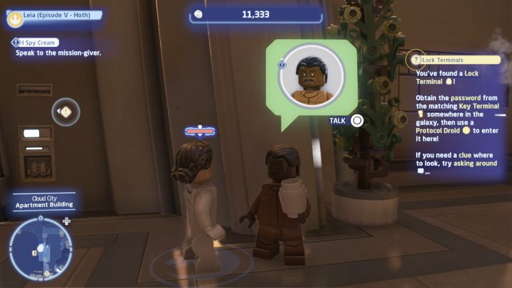 Talk to the questgiver by one of Cloud City's apartment buildings - LEGO Skywalker Saga: I Spy Cream - walkthrough - LEGO Skywalker Saga: Bespin - City in the Clouds - LEGO Skywalker Saga Guide