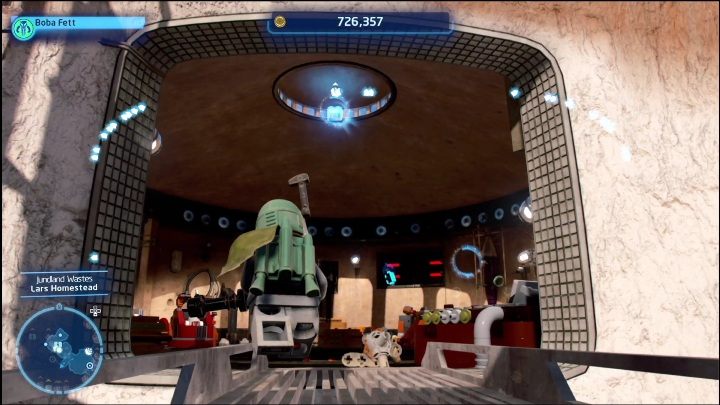 This brick is hanging above the ceiling in Luke's workshop - LEGO Skywalker Saga: Jundland Wastes - list of all puzzles - LEGO Skywalker Saga: Tatooine - LEGO Skywalker Saga Guide