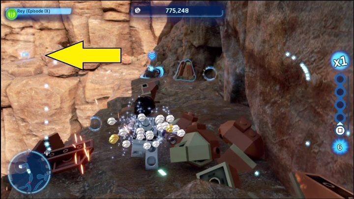 You can get this collectible by walking on the rock ledges around the round mountain - LEGO Skywalker Saga: Jundland Wastes - list of all puzzles - LEGO Skywalker Saga: Tatooine - LEGO Skywalker Saga Guide