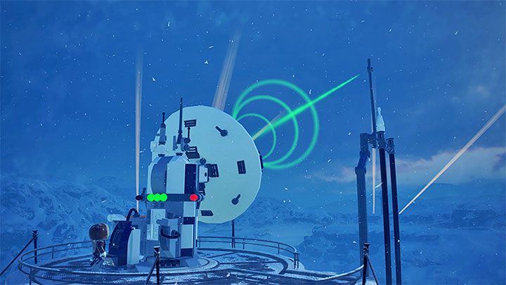 After getting to the top of the tower, you have to interact with the console to rotate the large antenna - LEGO Skywalker Saga: Hoth and Cold - walkthrough - LEGO Skywalker Saga: Episode 5 - The Empire Strikes Back - LEGO Skywalker Saga Guide