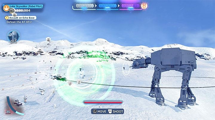 A tow cable will fire and attach to the AT-AT armor - LEGO Skywalker Saga: Assault on Echo Base - walkthrough - LEGO Skywalker Saga: Episode 5 - The Empire Strikes Back - LEGO Skywalker Saga Guide