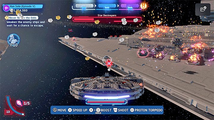 In the second part of the mission, you will be tasked with attacking radars and turrets installed on Destroyers - LEGO Skywalker Saga: Never Tell Me the Odds - walkthrough - LEGO Skywalker Saga: Episode 5 - The Empire Strikes Back - LEGO Skywalker Saga Guide