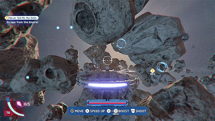 In the last part of the mission, you have to fly through the asteroid field - LEGO Skywalker Saga: Never Tell Me the Odds - walkthrough - LEGO Skywalker Saga: Episode 5 - The Empire Strikes Back - LEGO Skywalker Saga Guide