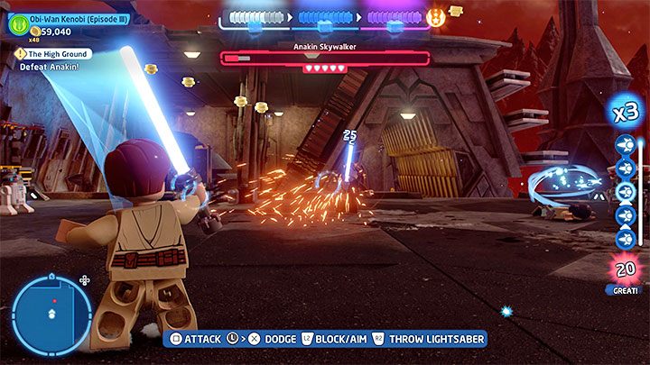 You will fight Anakin, the main boss of Episode 3, playing as Obi-Wan - LEGO Skywalker Saga: Anakin Skywalker - boss, how to beat? - LEGO Skywalker Saga: Bosses - LEGO Skywalker Saga Guide