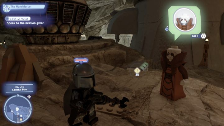 Talk to the questgiver in Pau City on Utapau while playing as a Bounty Hunter - LEGO Skywalker Saga: Varactyl Fracas - walkthrough - LEGO Skywalker Saga: Utapau - City of Pau - LEGO Skywalker Saga Guide