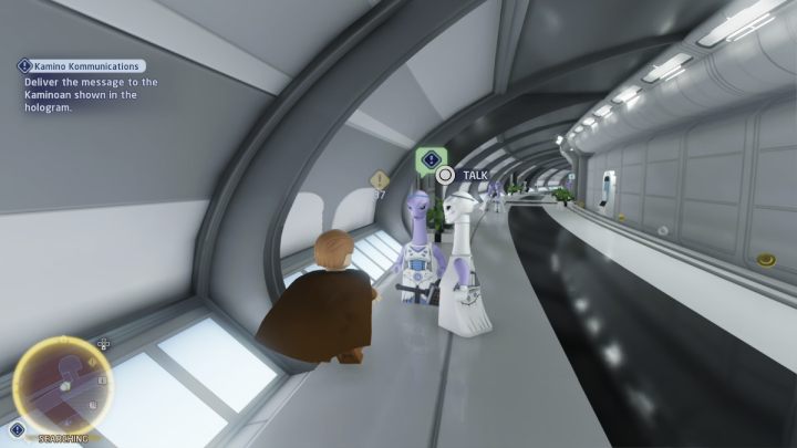 Go right and talk to the character standing in the corridor - LEGO Skywalker Saga: Kamino Kommunications - walkthrough - LEGO Skywalker Saga: Kamino - the city of Tipoca - LEGO Skywalker Saga Guide