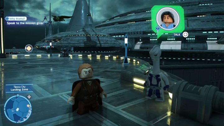 Talk to the quest giver in the north-west part of Tipoca city - LEGO Skywalker Saga: Why Aiwha? - walkthrough - LEGO Skywalker Saga: Kamino - the city of Tipoca - LEGO Skywalker Saga Guide