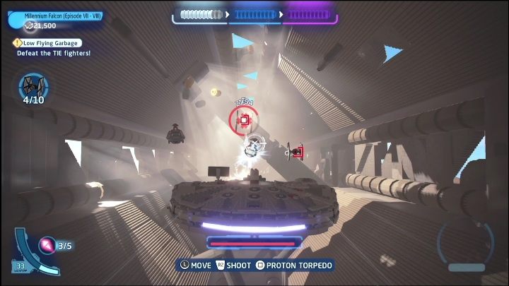 Another 2 parts are flying in the tunnel - LEGO Skywalker Saga: The Force Awakens - list of collectibles and rewards - LEGO Skywalker Saga: Minikits - LEGO Skywalker Saga Guide