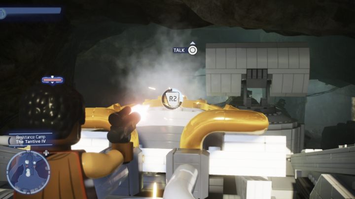 As Bounty Hunter, jump on the ship and shoot down 2 elements near the golden parts of the vehicle - LEGO Skywalker Saga: Resistance Camp - list of all puzzles - LEGO Skywalker Saga: Ajan Kloss - LEGO Skywalker Saga Guide